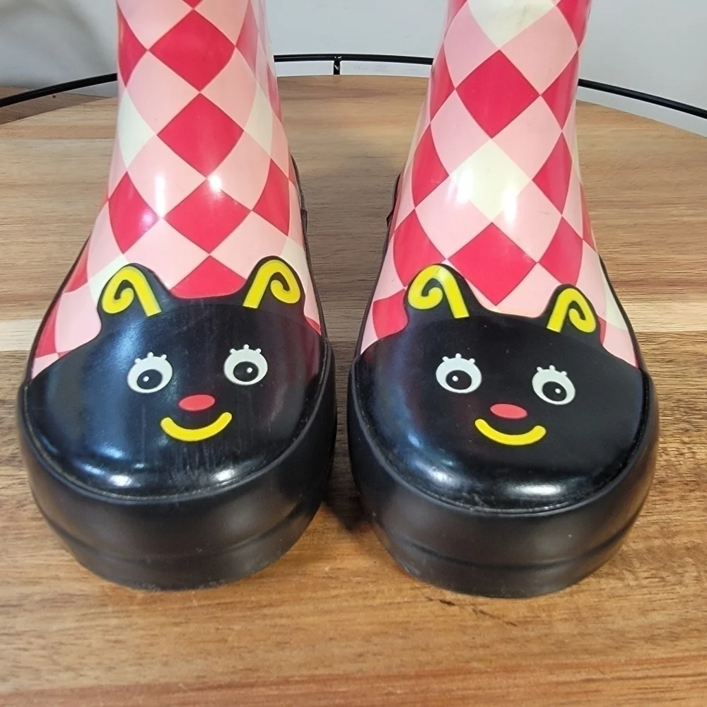 Kids Rain boots Flower Ladybug Gingham Picnic Checkerboard Size 5.5